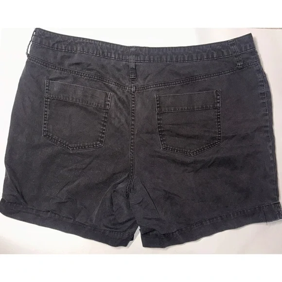 Faded Glory Womens Black Cotton Chino Shorts Size 18W FGW15303 Casual Mid Rise - Picture 5 of 5